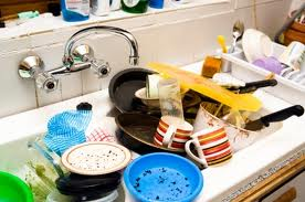 dirty dishes in sink